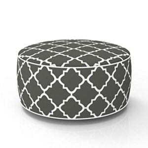 FBTS Prime Inflatable Footstool Ottoman Grey Geometry Round 21x9 Inch Patio Foot Stools and Ottomans Portable Footrest