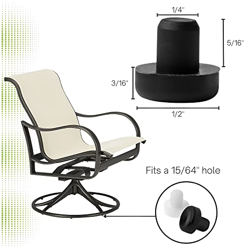 Project Patio Swivel Rocker Chair 1/2" Nylon Stem Bumper Outdoor Furniture Floor Protector Feet - 25 Pack - White