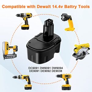 2Pack 14.4V 4.0Ah DC9091 Ni-Mh Replacement Battery for Dewalt 14.4Volt XRP DW9091 DW9094 DE9038 DE9091 DE9092 Batteries