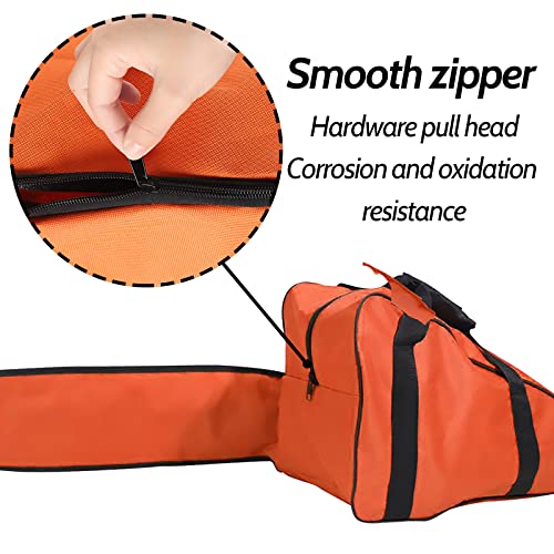 Aginkgo Chainsaw Bag Carrying Zipper Case for 20/22 inch Chainsaws Heavy-Duty Waterproof Oxford Chainsaw Carry Bag Protective Storage Bags Holder Full Protection Portable Bag (Orange)