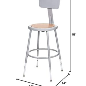 OEF Furnishings (2 Pack) Height Adjustable Grey Shop Stool with Backrest, 18-27" High