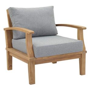 modway eei-1143-nat-gry-set marina premium grade a teak wood outdoor patio armchair, natural gray