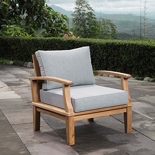 Modway EEI-1143-NAT-GRY-SET Marina Premium Grade A Teak Wood Outdoor Patio Armchair, Natural Gray