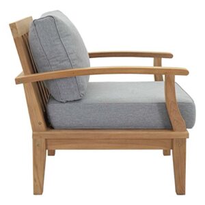 Modway EEI-1143-NAT-GRY-SET Marina Premium Grade A Teak Wood Outdoor Patio Armchair, Natural Gray