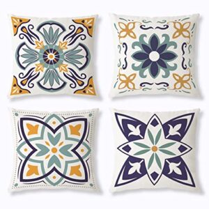 outdoor pillow covers 18×18 waterproof outdoor pillows for patio furniture yellow and blue boho outdoor pillows decorative garden cushion couch throw pillows covers farmhouse home decor 