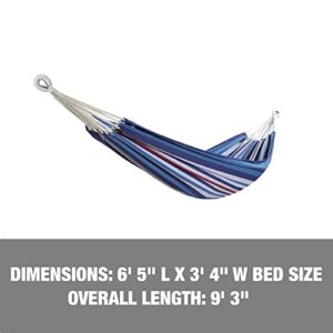 Bliss Hammocks BH-400W5CA 40" Wide Hammock w/Hand-Woven Rope Loops & Hanging Ropes, Outdoor, Patio, Backyard Durable, Cotton and Polyester Blend, 220 Lbs Capacity, Patriotic Stripe