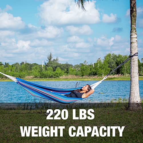 Bliss Hammocks BH-400W5CA 40" Wide Hammock w/Hand-Woven Rope Loops & Hanging Ropes, Outdoor, Patio, Backyard Durable, Cotton and Polyester Blend, 220 Lbs Capacity, Patriotic Stripe