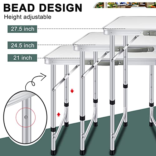 Queekay 6ft Folding Camping Table, Portable Aluminum Folding Table Lightweight Tri Fold Outdoor Table with 3 Adjustable Heights Legs for Picnic, Party, Beach, BBQ, 71 x 24 Inch (1)