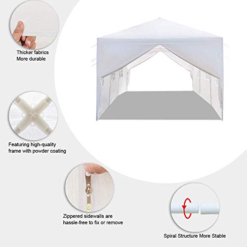 Teekland 10'x30' Outdoor Canopy Party Wedding Tent,Sunshade Shelter,Outdoor Gazebo Pavilion with 8 Removable Sidewalls Upgraded Thicken Steel Tube (10' x 30' / 8 Removable Sidewalls-1)