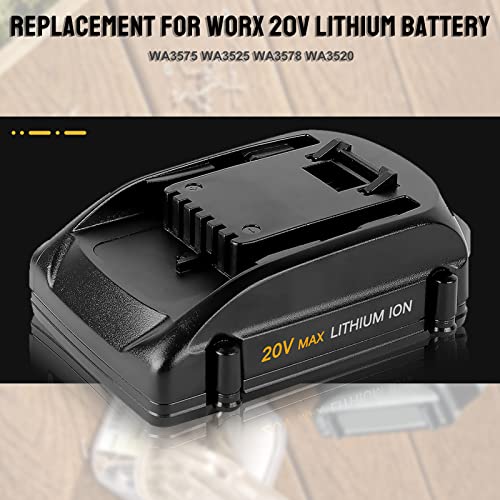 3.0Ah 20 Volt Max Lithium ion Replacement for Worx 20V Battery WA3525 WA3575 WA3520