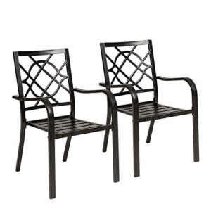 suncrown 2 pieces wrought iron chairs outdoor dining chairs patio metal stack chair for backyard garden