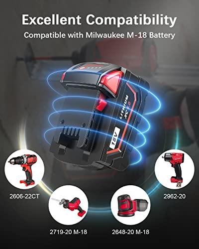 COOMYXIN 2Pack 6000mAh Replacement for Milwaukee M-18 Battery with 6 Protection Function and Sturdy Shell，Compatible with Milwaukee 18V Tools and Charger