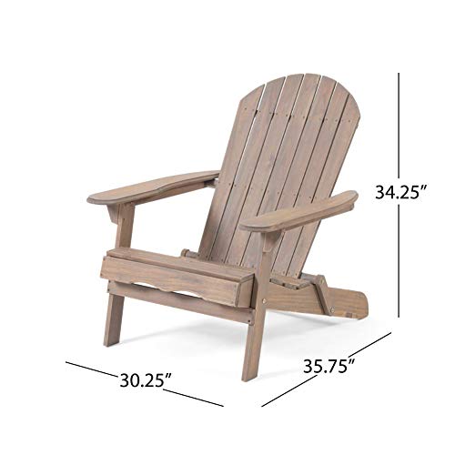 Christopher Knight Home Hanlee Folding Wood Adirondack Chairs, 2-Pcs Set, Grey Finish