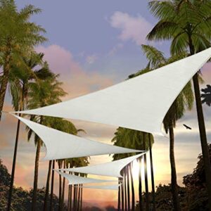 Amgo 14' x 14' x 14' White Triangle Sun Shade Sail Canopy Awning Shelter Fabric ATAPT14 - UV Block UV Resistant Heavy Duty Commercial Grade - Outdoor Patio Carport - (We Customize)