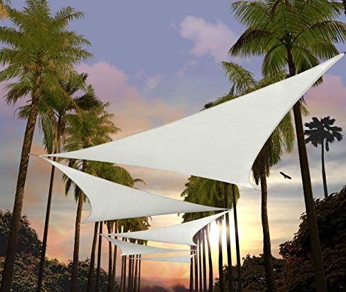 Amgo 14' x 14' x 14' White Triangle Sun Shade Sail Canopy Awning Shelter Fabric ATAPT14 - UV Block UV Resistant Heavy Duty Commercial Grade - Outdoor Patio Carport - (We Customize)