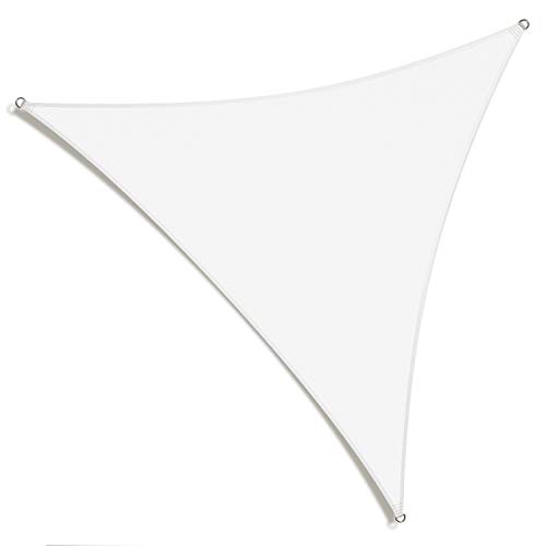 Amgo 14' x 14' x 14' White Triangle Sun Shade Sail Canopy Awning Shelter Fabric ATAPT14 - UV Block UV Resistant Heavy Duty Commercial Grade - Outdoor Patio Carport - (We Customize)