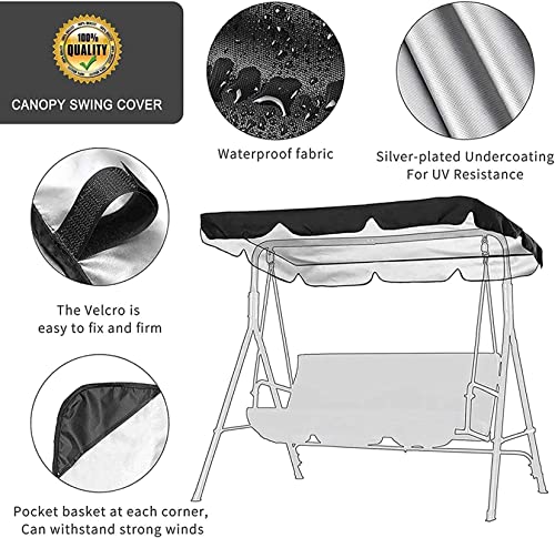 BTURYT Outdoor Patio Swing Canopy Replacement Porch Top Cover Universal for Garden Patio Porch Yard Seat Furniture(top Cover only)