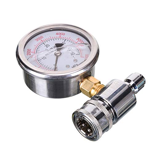 RIDGE WASHER Pressure Washer Gauge with 3/8 Inch Quick Connect Socket and Plug, 6000 PSI