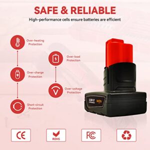 VANON Replacement Battery For Milwaukee M 12 Battery 6.0Ah 12V Battery Pack,Lithium-Ion XC Extended Capacity Batteries 48-59-2401 48-59-1812 48-11-2420 48-11-2402 48-59-1812 48-11-2411 2510-20(2-Pack)