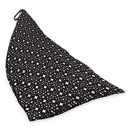 Ambesonne Art Deco Lounger Chair Bag, Monochromatic Design Starry Ornamental Simple Retro Pattern, High Capacity Storage with Handle Container, Lounger Size, Charcoal Grey and White