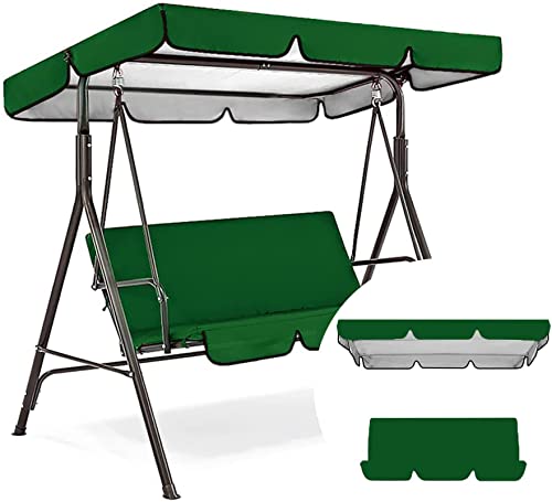 BTURYT Patio Swing Canopy Waterproof Top Cover Set, Swing Canopy Replacement Cover and Swing Chair Cover for Patio Garden Swing Outdoor(top Cover + Chair Cover)