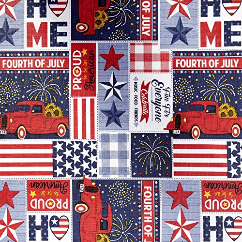 The Lakeside Collection Picnic Table and Bench Seat Covers with Elastic Edges - Americana - 3 Pieces