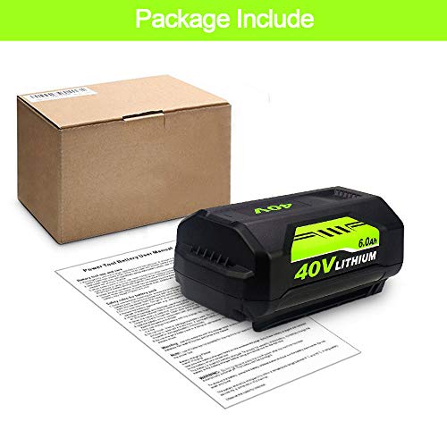 Dosctt 6.0Ah 40 Volt Lithium OP4026 Battery Compatible with Ryobi 40V Battery OP4050A OP40601 OP4026A OP4040 OP4030 OP4050 OP4015 OP40261 OP40201 OP40301 OP40401 with LED Indicator