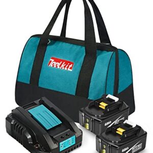 Amityke 6.0Ah Battery Replacement for Makita 18V Battery with One Charger (Including a Tool Bag)