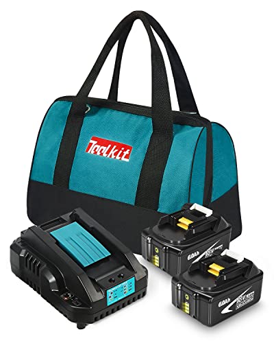 Amityke 6.0Ah Battery Replacement for Makita 18V Battery with One Charger (Including a Tool Bag)