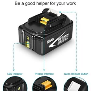 Amityke 6.0Ah Battery Replacement for Makita 18V Battery with One Charger (Including a Tool Bag)