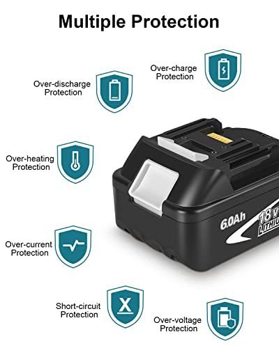 Amityke 6.0Ah Battery Replacement for Makita 18V Battery with One Charger (Including a Tool Bag)