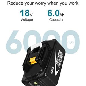 Amityke 6.0Ah Battery Replacement for Makita 18V Battery with One Charger (Including a Tool Bag)