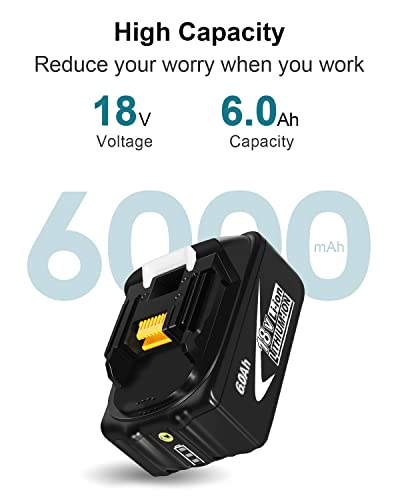 Amityke 6.0Ah Battery Replacement for Makita 18V Battery with One Charger (Including a Tool Bag)