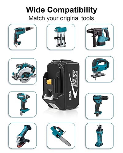 Amityke 6.0Ah Battery Replacement for Makita 18V Battery with One Charger (Including a Tool Bag)