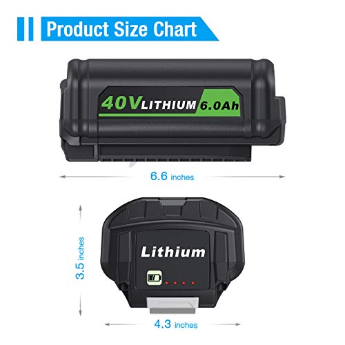 Powerextra 6.0Ah 40V Replacement Battery Compatible with Ryobi 40V RY40200 RY40403 RY40204 OP4015 OP4026 OP40201 OP40261 OP4030 OP40301 OP4040 OP40401 OP40501 OP40601 Cordless String Trimmer