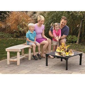 castlecreek curved fire pit bench, wood log bench seat, outdoor, backyard, rustic