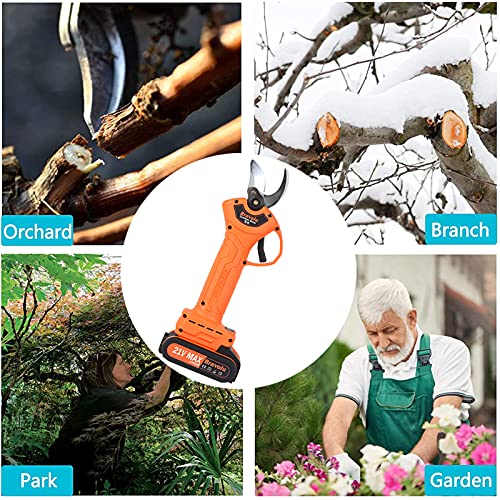 Electric Pruning Shears, Bravolu Professional Power Secateurs Battery Powered, 2 x 2Ah Batteries, Cordless Electric Pruning Shears Equipped With a Brushless Motor-30mm [1.2 Inch] Cutting Diameter