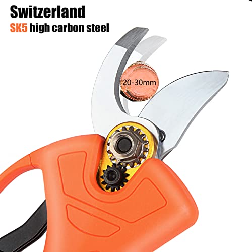 Electric Pruning Shears, Bravolu Professional Power Secateurs Battery Powered, 2 x 2Ah Batteries, Cordless Electric Pruning Shears Equipped With a Brushless Motor-30mm [1.2 Inch] Cutting Diameter