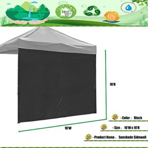 Sssideas Sunshade Sidewall, 10' x 10' with Organizer Pockets，600D Polyester 100% Waterproof for Straight-Leg Canopy（Black）