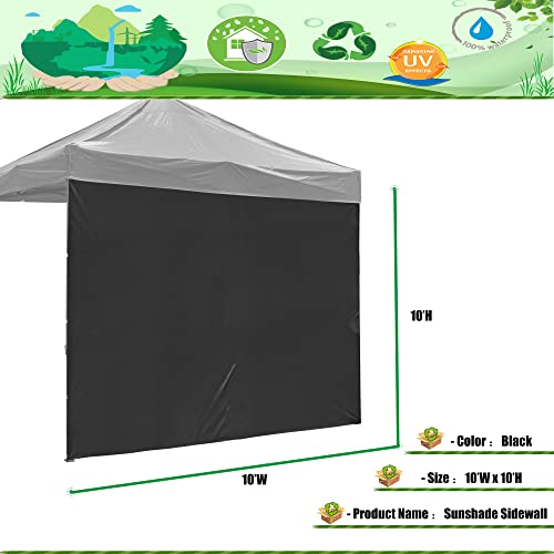 Sssideas Sunshade Sidewall, 10' x 10' with Organizer Pockets，600D Polyester 100% Waterproof for Straight-Leg Canopy（Black）