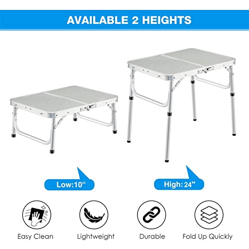 DOUBAO Folding Camping Table Adjustable Lightweight Desk Anodized Aluminum Tube Legs Rubber Feet