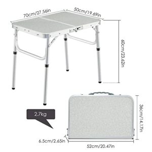 DOUBAO Folding Camping Table Adjustable Lightweight Desk Anodized Aluminum Tube Legs Rubber Feet