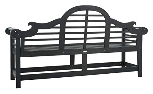 Safavieh PAT6705K Outdoor Collection Khara Grey Bench, Dark Slate Gray