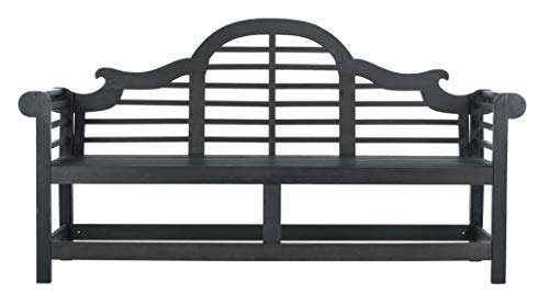 Safavieh PAT6705K Outdoor Collection Khara Grey Bench, Dark Slate Gray