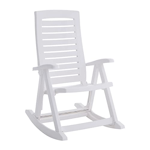 BrylaneHome Foldable Rocking Chair, White