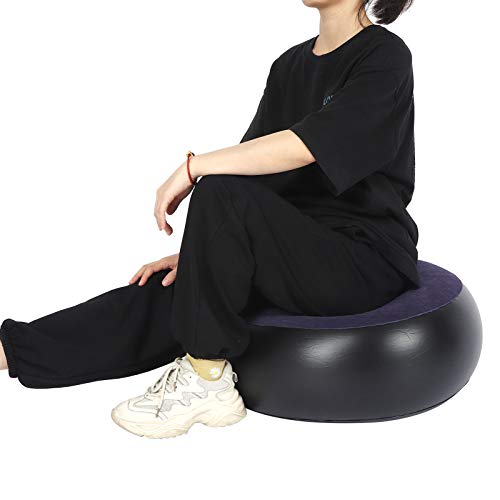 Foldable Inflatable Stool, Portable Round Air Chair Outdoor Camping Chair Footrest Cushion, with Durable Reinforced Bottom, for Home Office Yoga Dorm Outdoor, Kids Adults, Camping, Airplane default