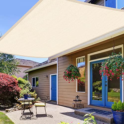 Fuairmee Sun Shade Sail 10' x 13' Beige Rectangle Shade Sail UV Block Fabric Sunshades for Patio Garden Backyard Outdoor Pergola Canopy Cover Sunshade Sails