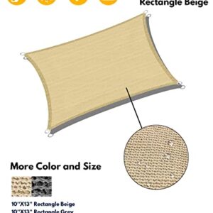 Fuairmee Sun Shade Sail 10' x 13' Beige Rectangle Shade Sail UV Block Fabric Sunshades for Patio Garden Backyard Outdoor Pergola Canopy Cover Sunshade Sails