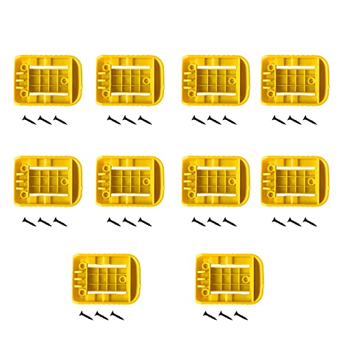 weqcter 10Packs Battery Ready Dock/Mount Holder for Dewalt Battery Fit for 20V 60V Yellow (No Battery)