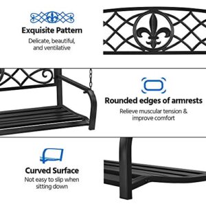 Yaheetech Outdoor Porch Swing, 2 Persons Patio Swing Chair Metal Hanging Bench, Heavy Duty 500lb Weight Capacity Swing Seat All-Weather Resistant, Black